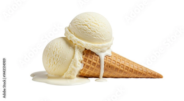 Fototapeta Isolated Vanilla Ice Cream Cones Melting