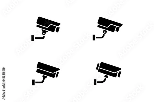 Obraz Set of CCTV Security Camera Icons – Surveillance System Silhouettes.