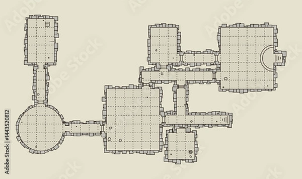 Fototapeta Detailed Dungeon Map for Fantasy Role-Playing Games