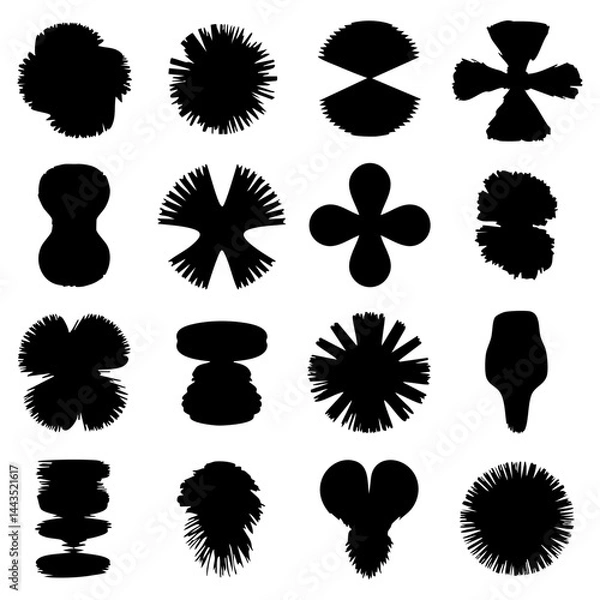 Fototapeta Abstract Organic Burst and Radial Shapes – Bold Black Silhouettes