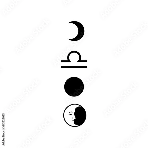 Obraz Libra Zodiac Symbol with Moon Phases – Minimal Celestial Balance Illustration