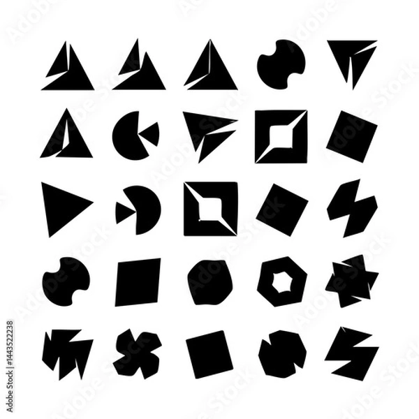 Obraz Abstract Geometric Shape Icons Set – Bold Black Silhouettes Collection