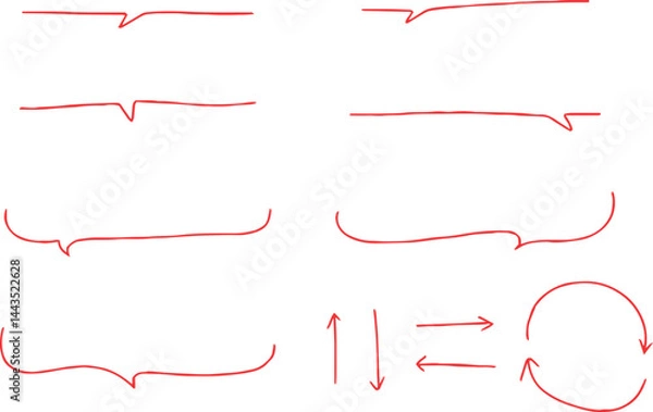 Fototapeta 手描き ト 広告用  シンプルな線の手書きの吹き出しセット