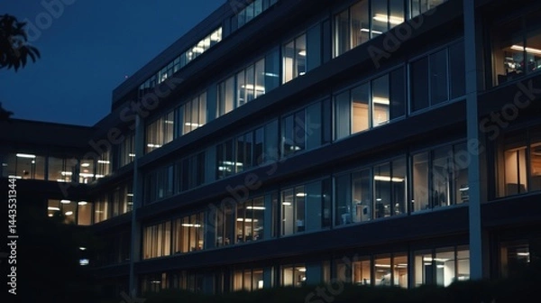 Fototapeta Illuminated office building at night