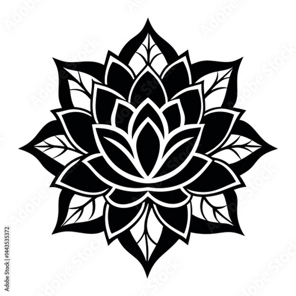 Obraz Abstract Black and White Flower Mandala Vector Design