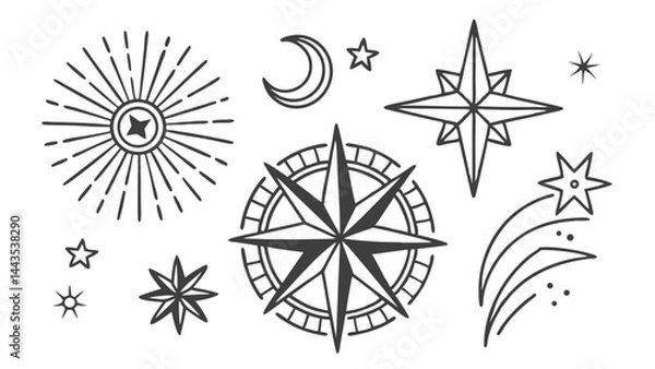 Fototapeta vector illustration of a compass rose