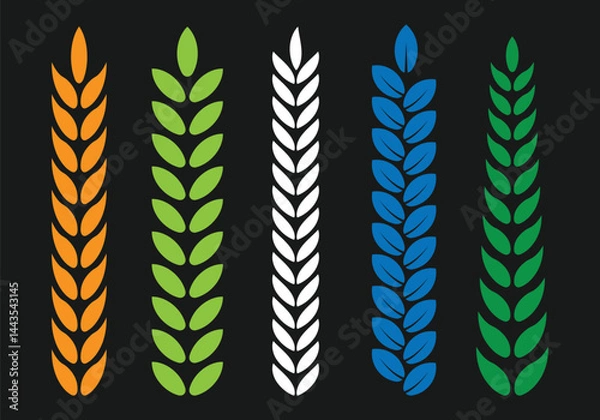 Fototapeta Colorful and creative leaf with branch brush design
