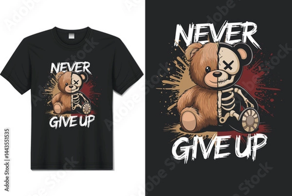 Obraz Never Give Up Teddy Bear Skeleton