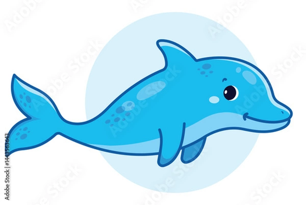 Obraz Cute cartoon dolphin. Illustration for kids. Hand drawing. Vector illustration