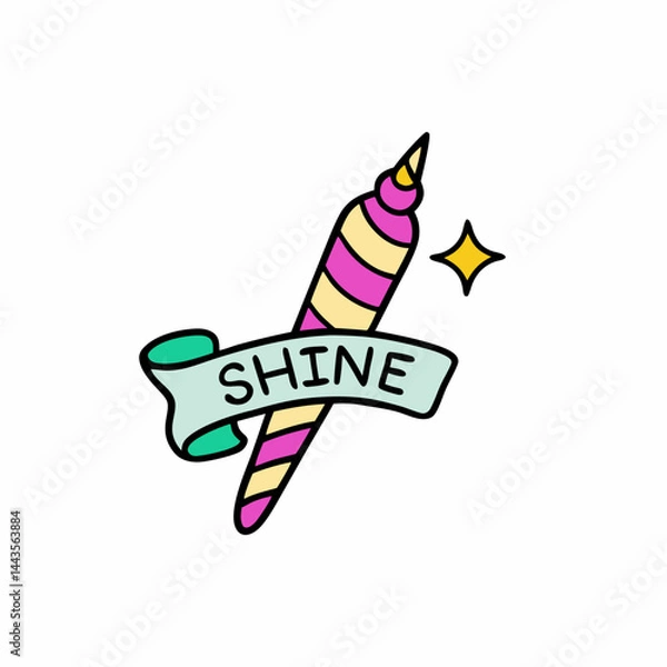Fototapeta Unicorn horn wrapped in glitter ribbon 