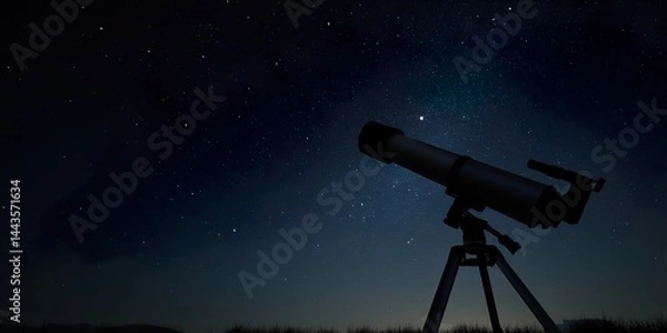 Fototapeta Observatory's Gaze: Telescope Piercing Night's Veil, Cosmic Exploration, Stargazing Journey, Celestial Wonders Unveiled, Discovering Distant Galaxies, Astronomical Observation

