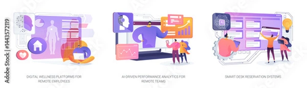 Fototapeta AI and Smart Tools for Hybrid Work abstract concept vector illustrations.