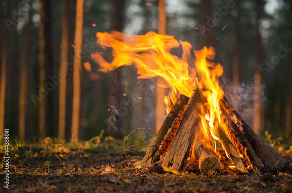 Fototapeta Bonfire in the forest