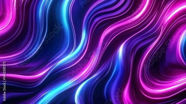Fototapeta A beautifully crafted purple and blue wave pattern with surreal and dreamlike phosphorescent elements creating a tranquil visual experience