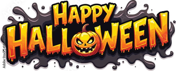 Fototapeta Energetic Vector Halloween Typography Design Featuring 'Happy Halloween' in a Festive Setting
