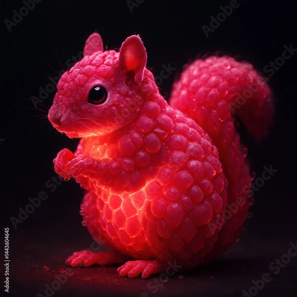 Fototapeta Digital Rendering of Raspberry-Textured Squirrel Figurine