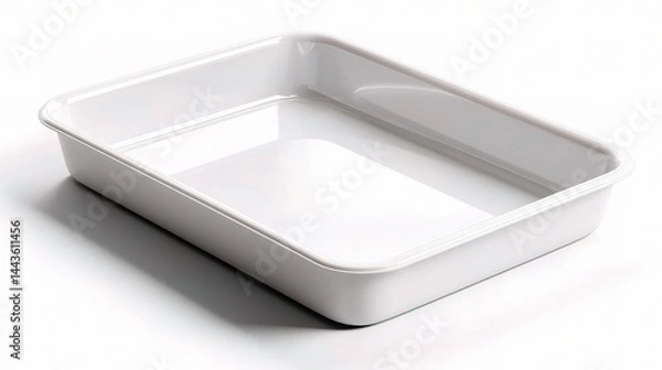 Fototapeta White, rectangular baking dish on a clean background, kitchenware