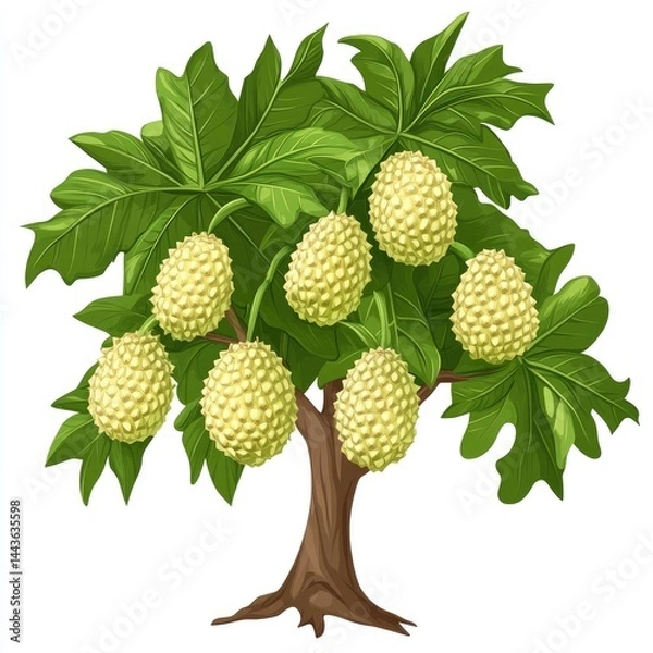 Fototapeta A sweet vector illustration features a ripe red raspberry and a juicy blackberry with fresh green leaves, showcasing these delicious summer berries