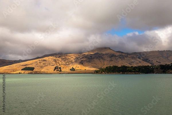 Obraz Exposure taken at Golden Hour taken from a Cruise Ship in Lyttelton, on the way to Christchurch, New Zealand
