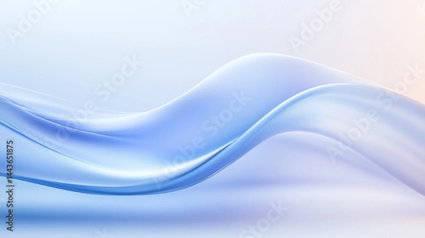 Obraz Blue abstract flowing waves on white background, smooth soft gradient
