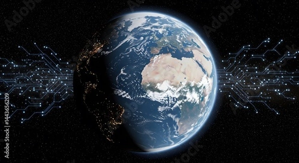 Fototapeta Quantum climate simulation with Earth and atmospheric layers