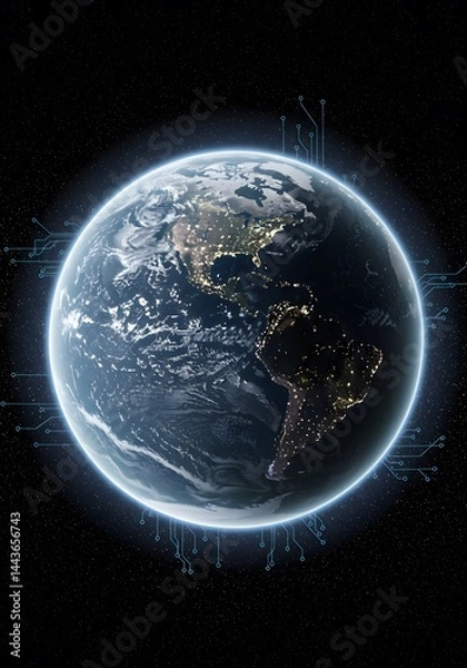 Fototapeta Quantum climate simulation with Earth and atmospheric layers