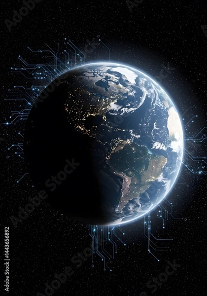 Fototapeta Quantum climate simulation with Earth and atmospheric layers