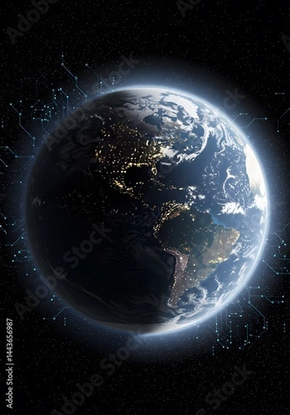 Fototapeta Quantum climate simulation with Earth and atmospheric layers