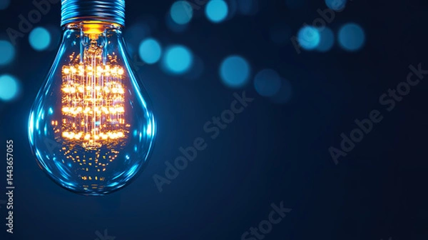 Obraz Bright LED bulb shines in vibrant colors, demonstrating energy efficient technology