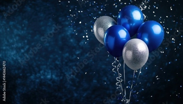 Obraz Celebration Balloons in Dark Blue and Silver