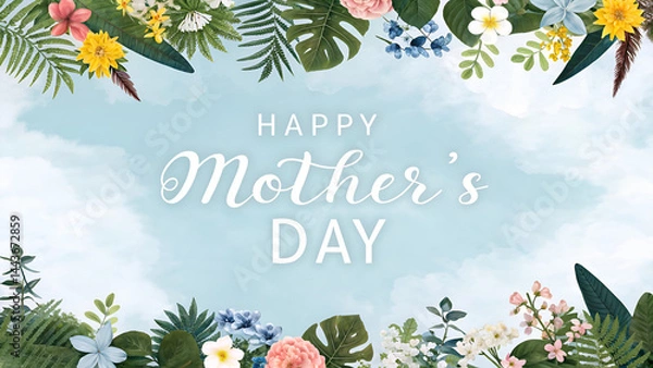 Fototapeta Elegant Floral Vector Symbols with Sky Background | EPS Illustration for Mother’s Day, Nature Themes, and Seasonal Design