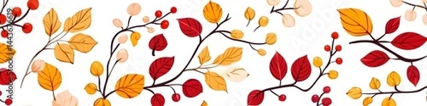Fototapeta Seamless pattern with a bright autumn pattern, highlighting serene allure