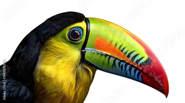 Obraz Colorful Toucan Bird on Elegant Black Background - Abstract Illustration