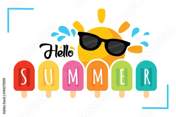Fototapeta Hello summer with popsicles. Vector