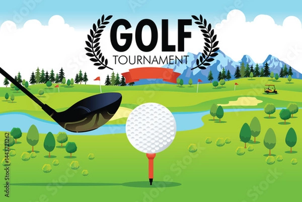 Obraz Golf Tournament Poster Background Vector Illustration