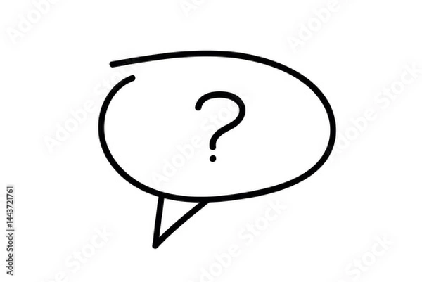 Obraz Message box with a question mark. Hand drawn linear style. Vector icon on white isolated background.ё