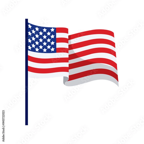 Obraz Waving small usa flag. Vector