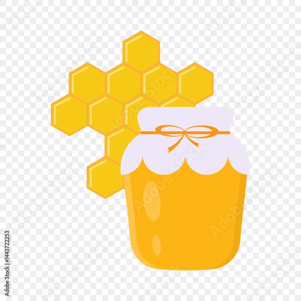Obraz Honey in glass jar and honeycomb vector