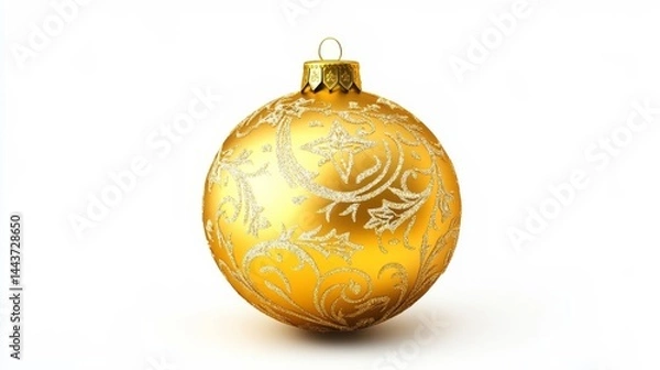 Obraz Gold Christmas ball on white.