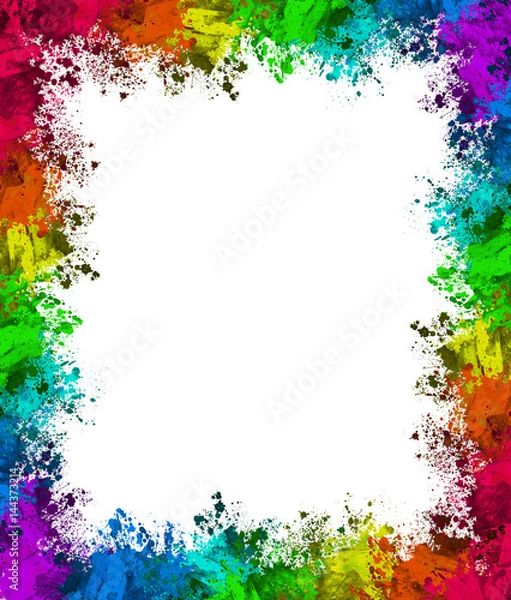 Fototapeta Multi-Color Paint Splatter Border/Background