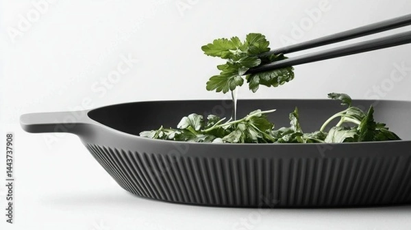 Fototapeta   Salad in bowl with chopsticks and lettuce