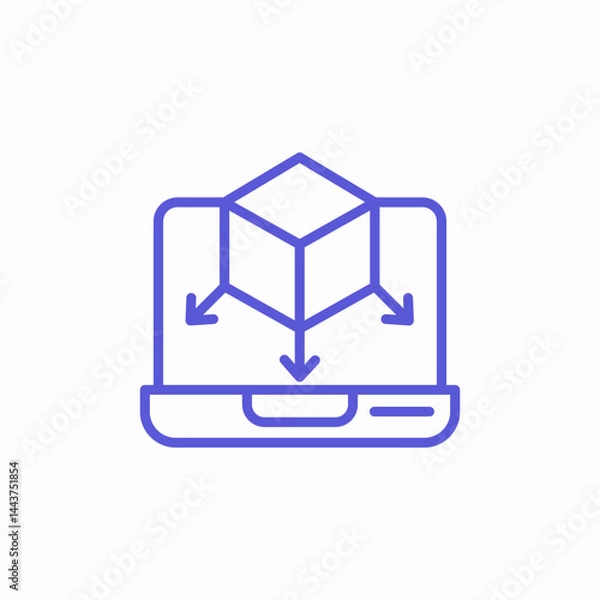Fototapeta laptop 3d modeling icon sign vector