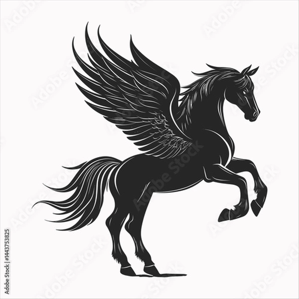 Obraz Pegasus Mid-Gallop Flying Forward White Background