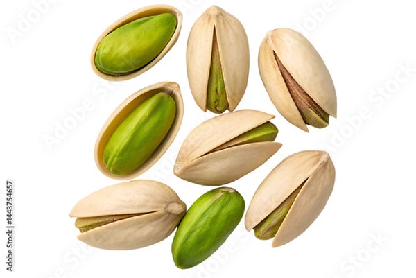 Fototapeta  pistachio nuts in their shells on a transparent background