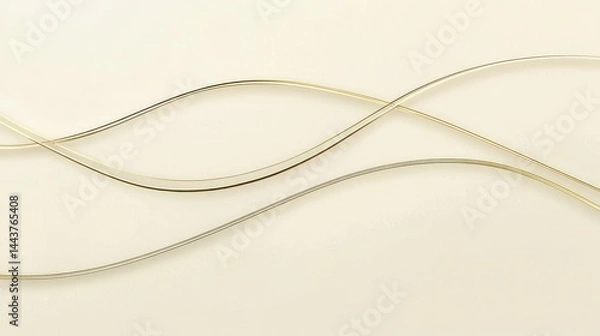 Fototapeta Elegant, flowing golden lines curve across a soft, neutral background, creating a minimalist and sophisticated design