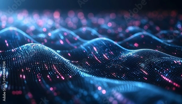 Fototapeta Digital backdround ideal for technological operations, neural networks, AI, data transmission and encryption, digital archives, audio and visual representations, scientific research , 