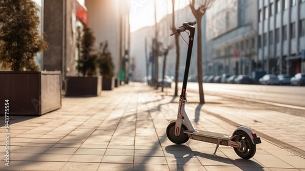 Obraz Electric Scooter on Empty Sidewalk