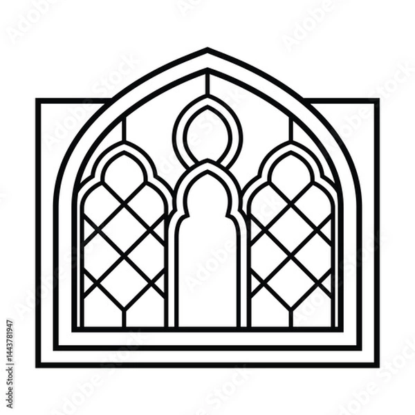 Obraz Intricate Geometric Arabian Mosque Window Design Vector Illustration