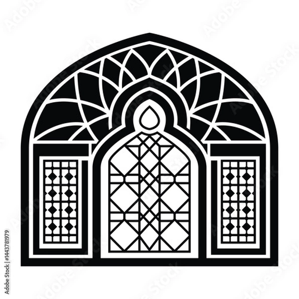 Obraz Arabian Mosque Window with Intricate Geometric Design Vector Illustration