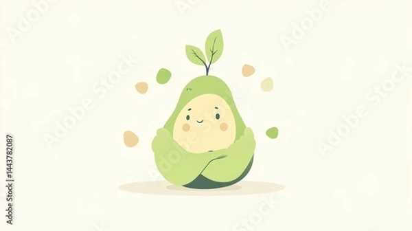 Fototapeta A cute cartoon character emerging from a seed symbolizing growth and new beginnings